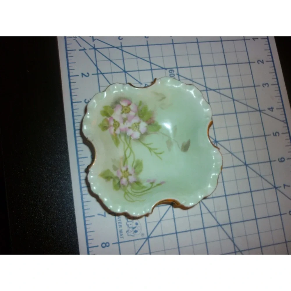 Antique Rosenthal RC Monbijou Bavaria Porcelain Pin Dish Bowl Pink Flowers Gilt